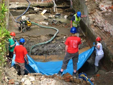 Working on the restoration of Baylham Lock, River Gipping (Ipswich & Stowmarket Navigation)